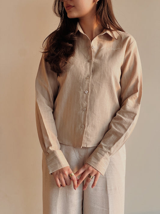 Beige Stripes Button-down