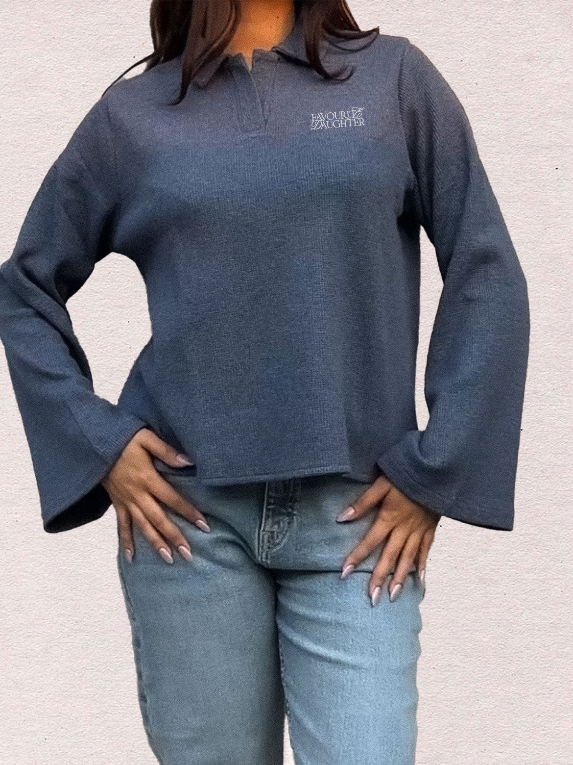 Waffle Knit Top | Dust Blue