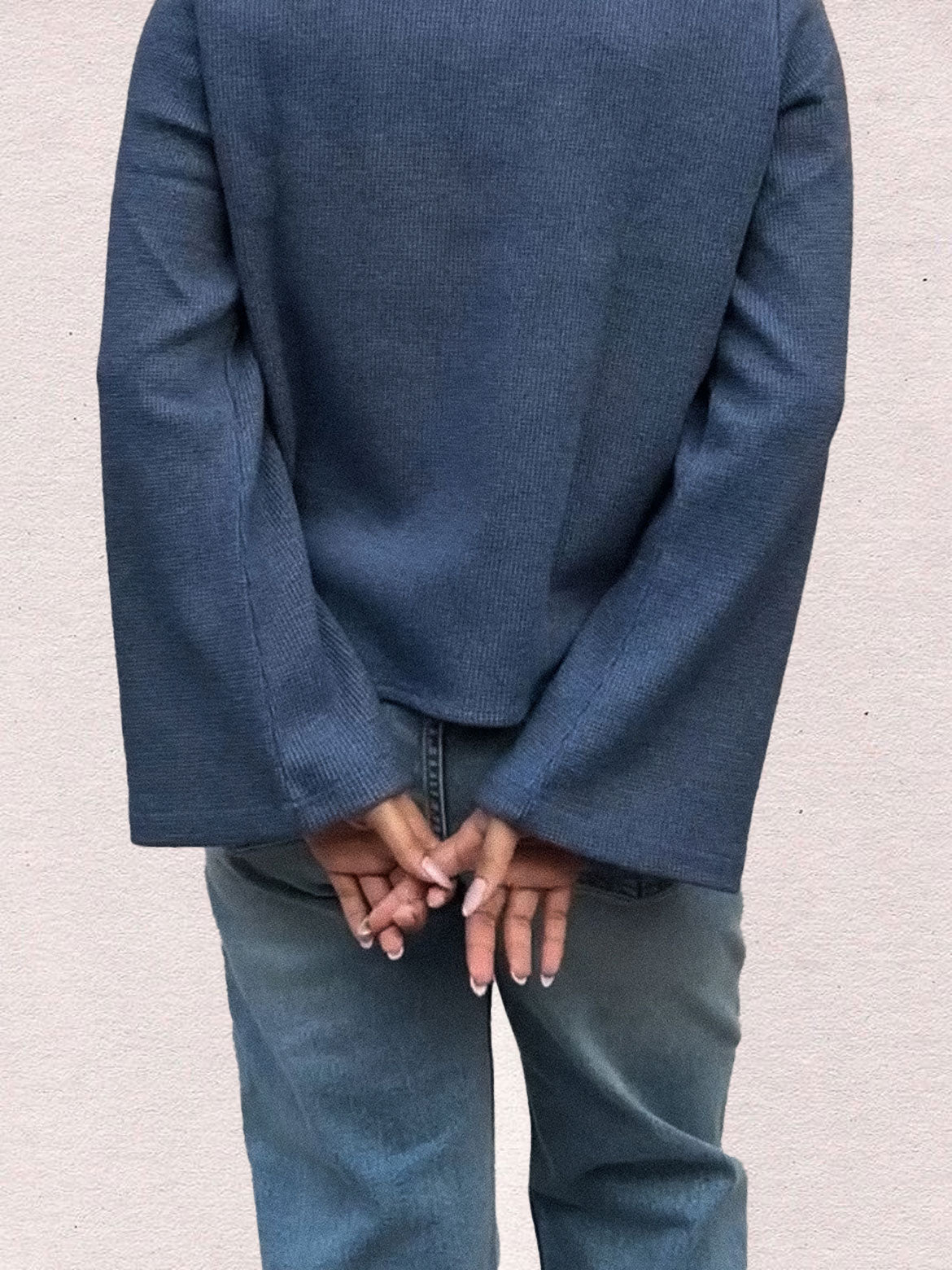 Waffle Knit Top | Dust Blue