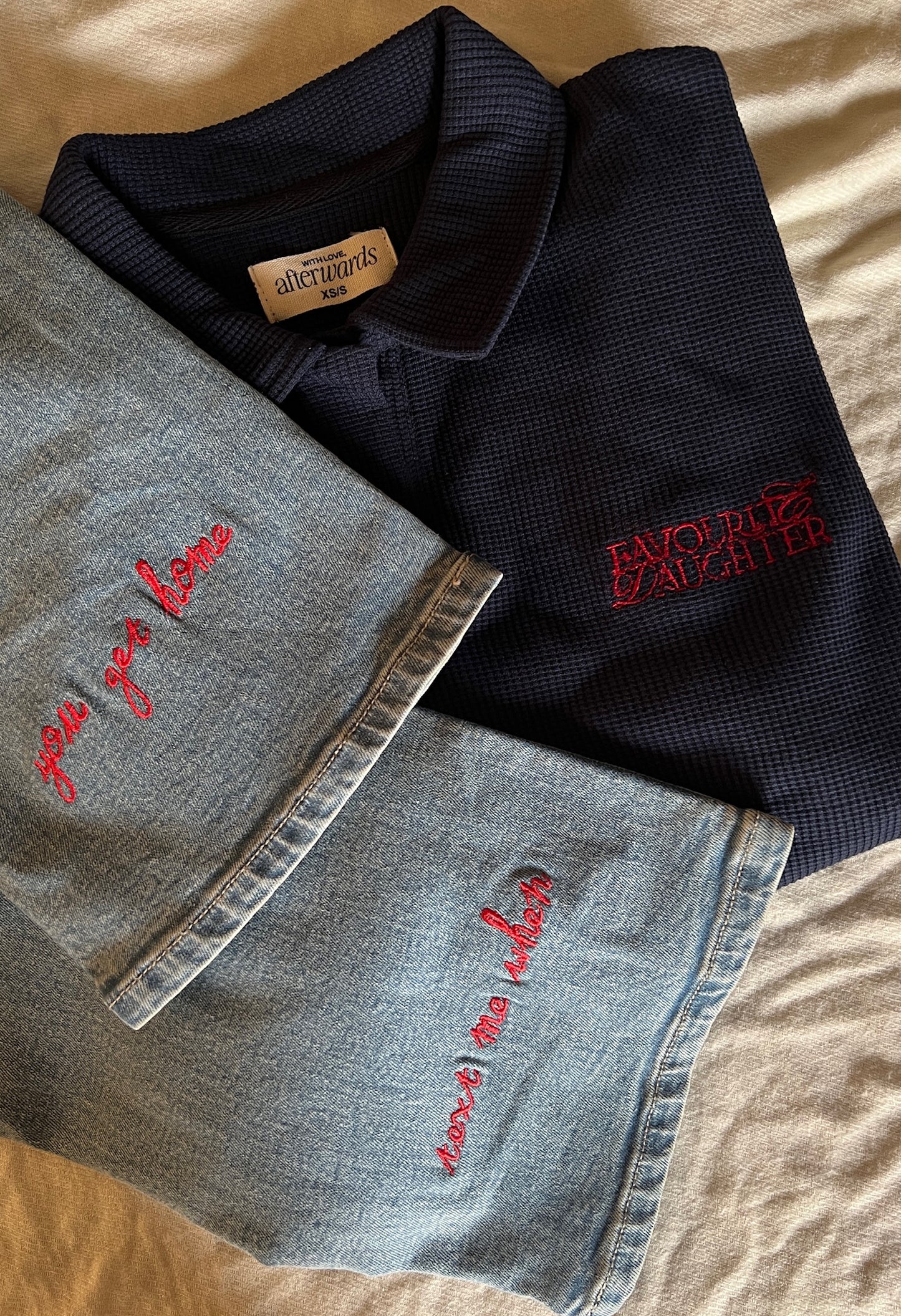 Waffle Knit Top | Navy Blue