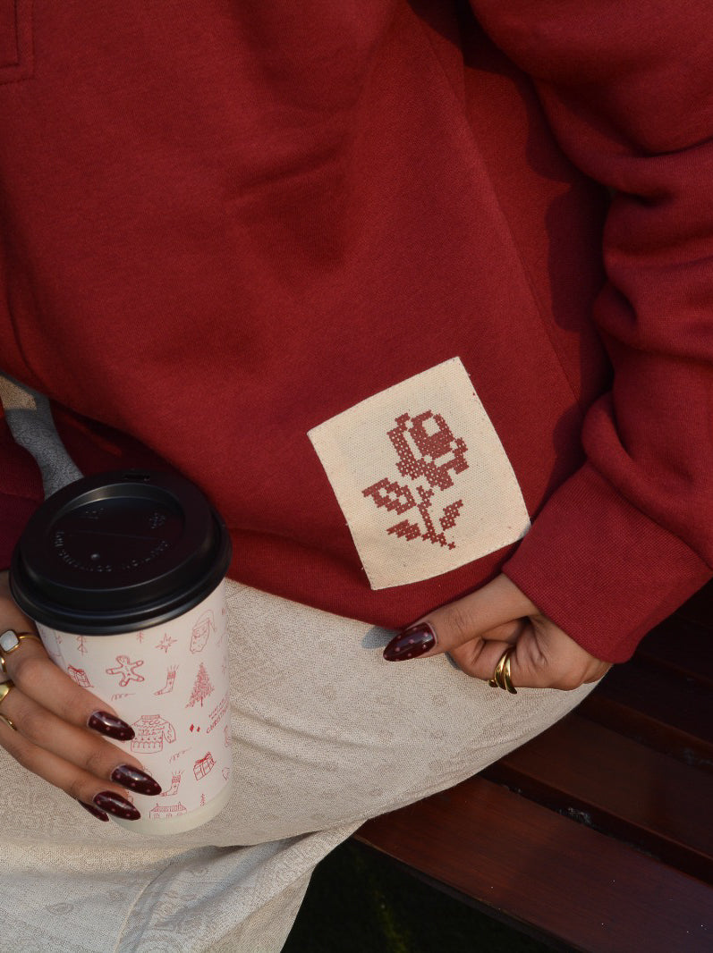 Rose Quarter Zip | Deep Red